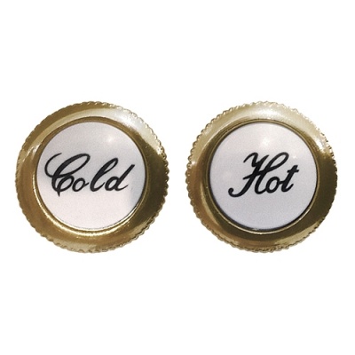 Pair of Hot & Cold Screw in Tap Insert Indicators - Gold Finish